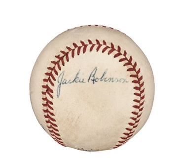 Magnificent Jackie Robinson Early Career Single Signed Official National League Ford Frick Baseball 